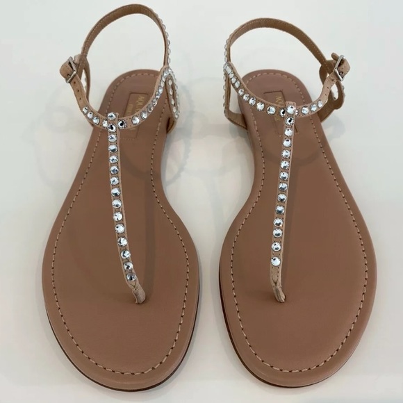 AQUAZZURA ALMOST BARE BEIGE CRYSTAL SANDALS SIZE IT 37.5 / US 7.5 NEW IN BOX! - Picture 11 of 16